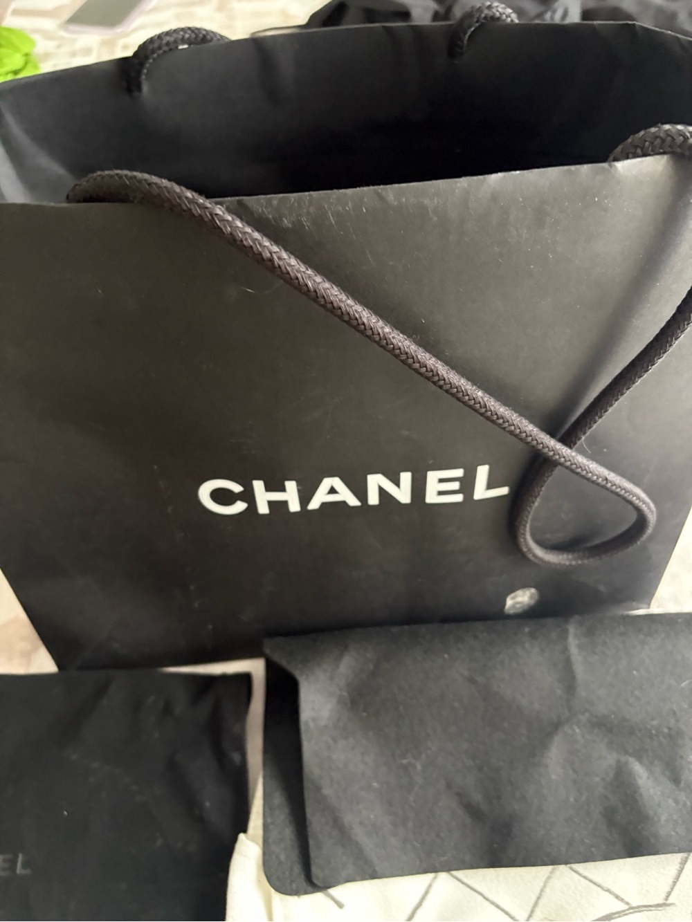 CHANEL Black and White Branded Dust Bags and Shopping Bag Set - Picture 6 of 6
